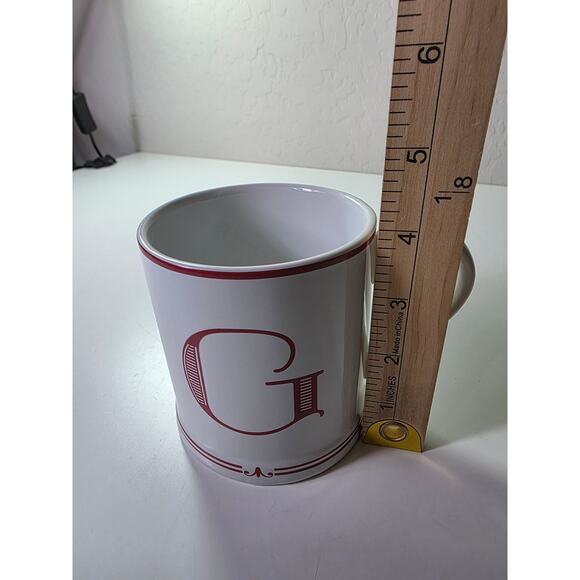 SUR LA TABLE Red White Monogrammed Letter "G" 15oz Coffee Mug - Picture 7 of 9